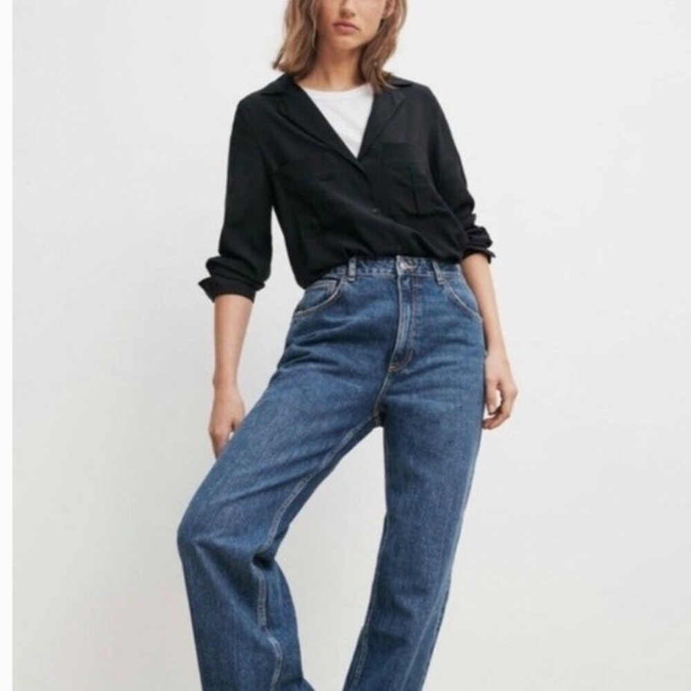 Zara | BLACK FLOWY BLOUSE‎ WITH POCKETS Size M